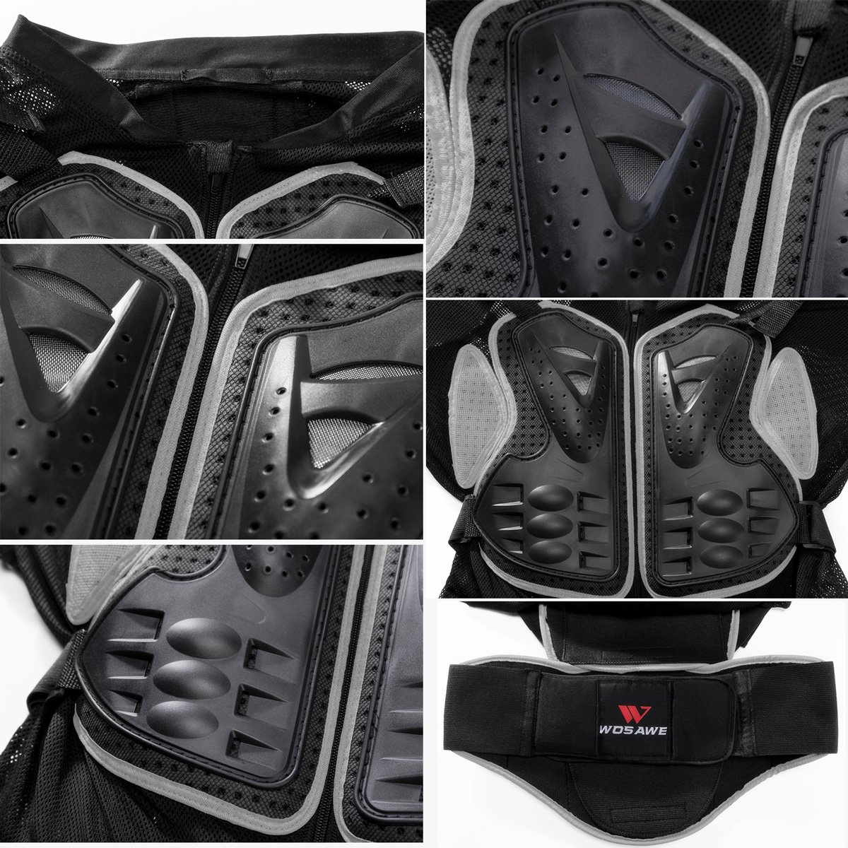 WOSAWE BMX Body Armor Jacket - Mountain Bike & Motorcycle Protective Gear with Long Sleeves - Impact Protection for Extreme Sports (Black, Medium) - Ideal for BMX Racing, Mountain Biking & Motocross Riding
