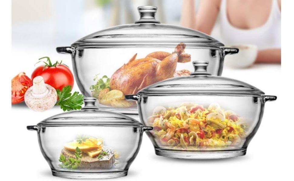 Microwave Safe Glass Bowl Set with Tempered Glass Lid - 1000ml Rice & Dinner Serving Bowl - Durable & Heat-Resistant for Meal Prep, Leftovers & Food Storage - Perfect for Family Dinners, Parties & Everyday Use