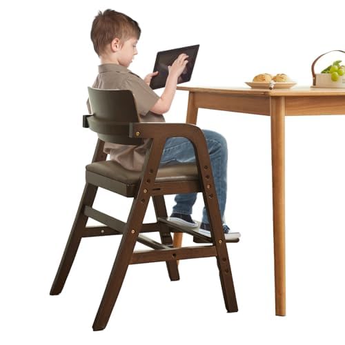 Solid Wood High Chairs for Toddlers - Adjustable Height Baby Dining Chair & Study Chair for Kids | Perfect for Kitchen, Dining Room & Homeschooling