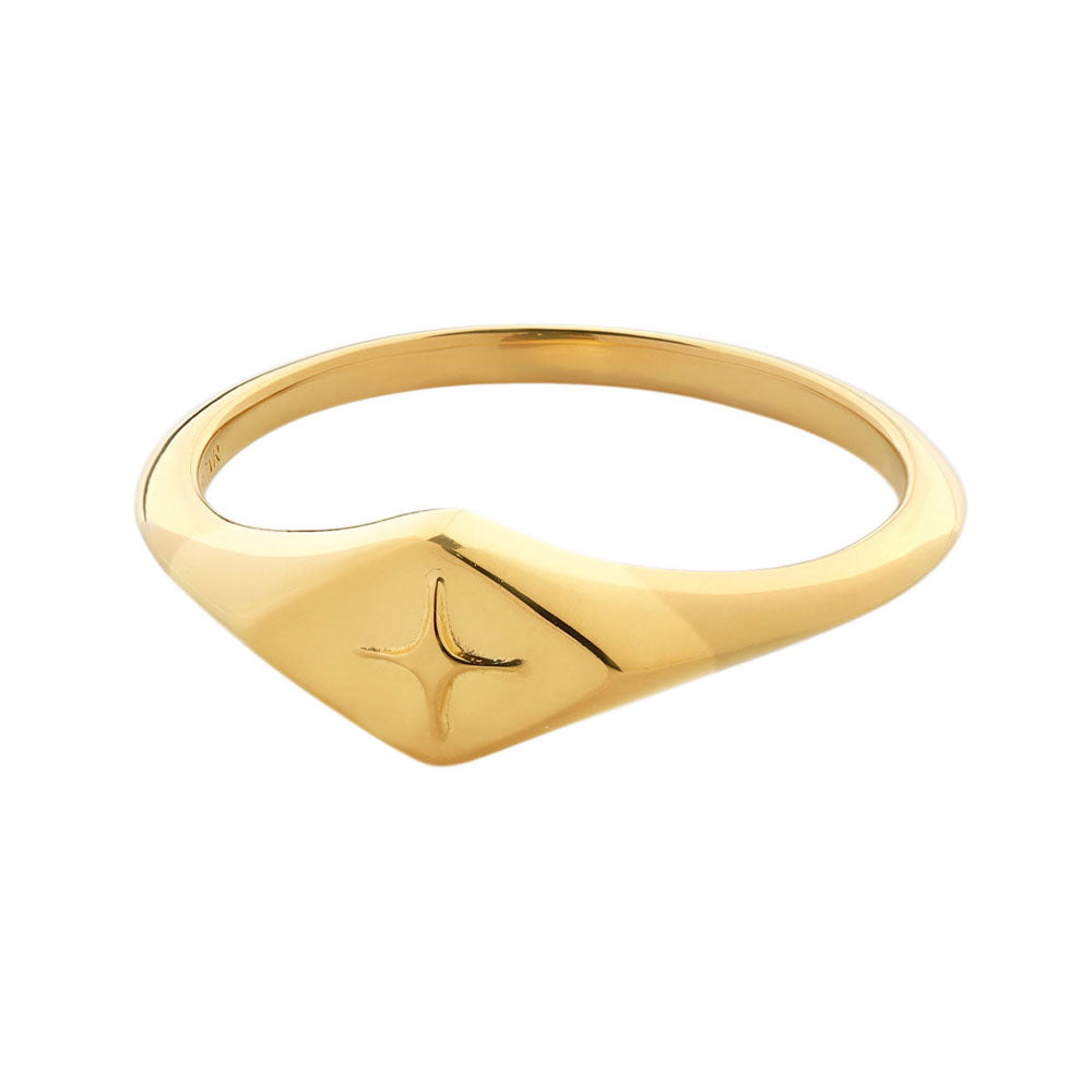 Celestial Diamond Signet Ring - 14K Gold Zodiac Jewelry for Women - Perfect for Gifts, Weddings & Everyday Elegance