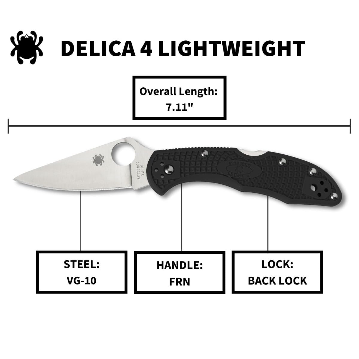 Spyderco Delica 4 Lightweight Folding Knife - 7.15