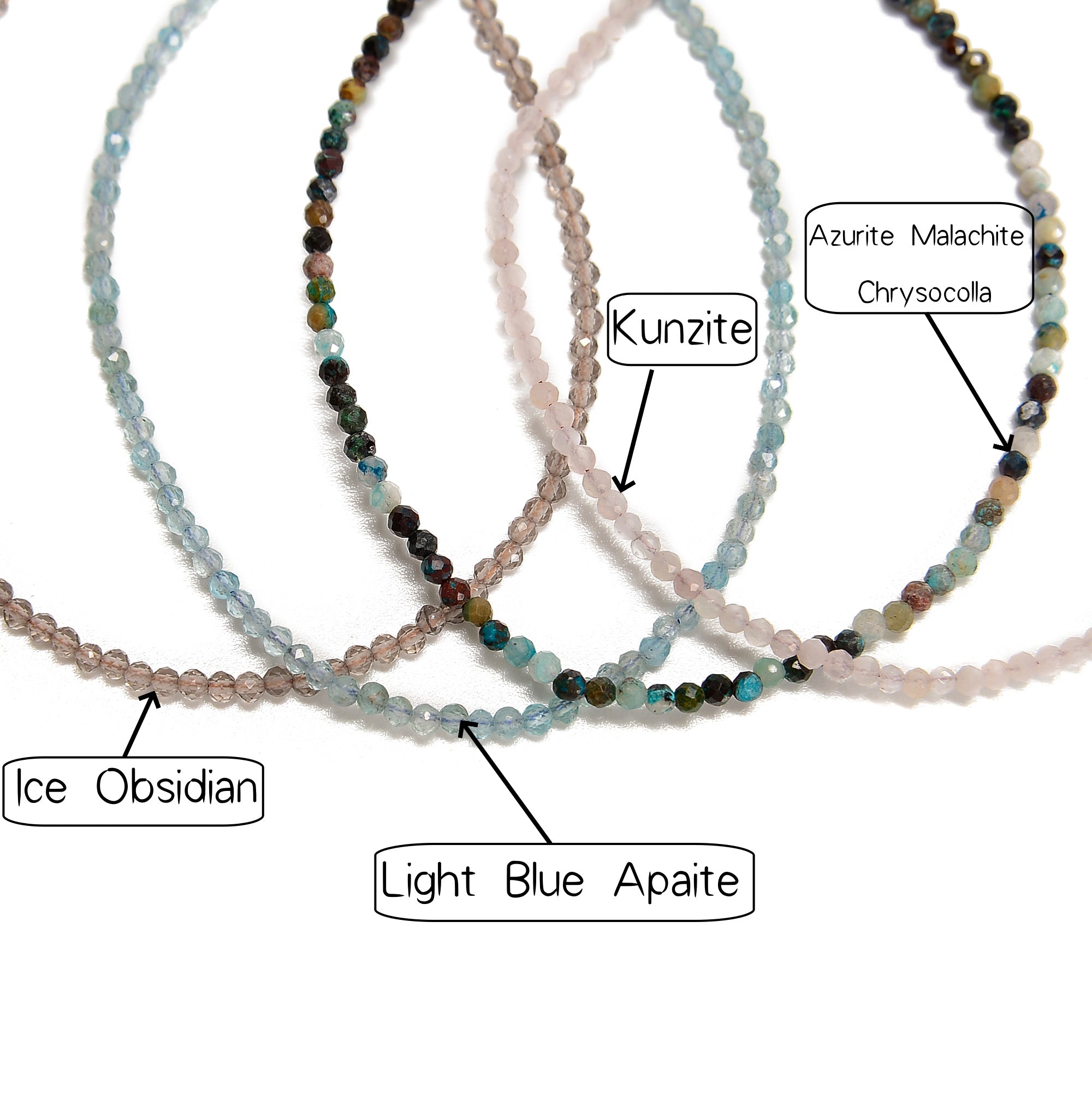 Faceted Round Mixed Gemstone Beaded Anklet - 2mm, 3mm, 4mm Sizes - 9'' Adjustable Length - Perfect for Beach, Boho & Summer Fashion