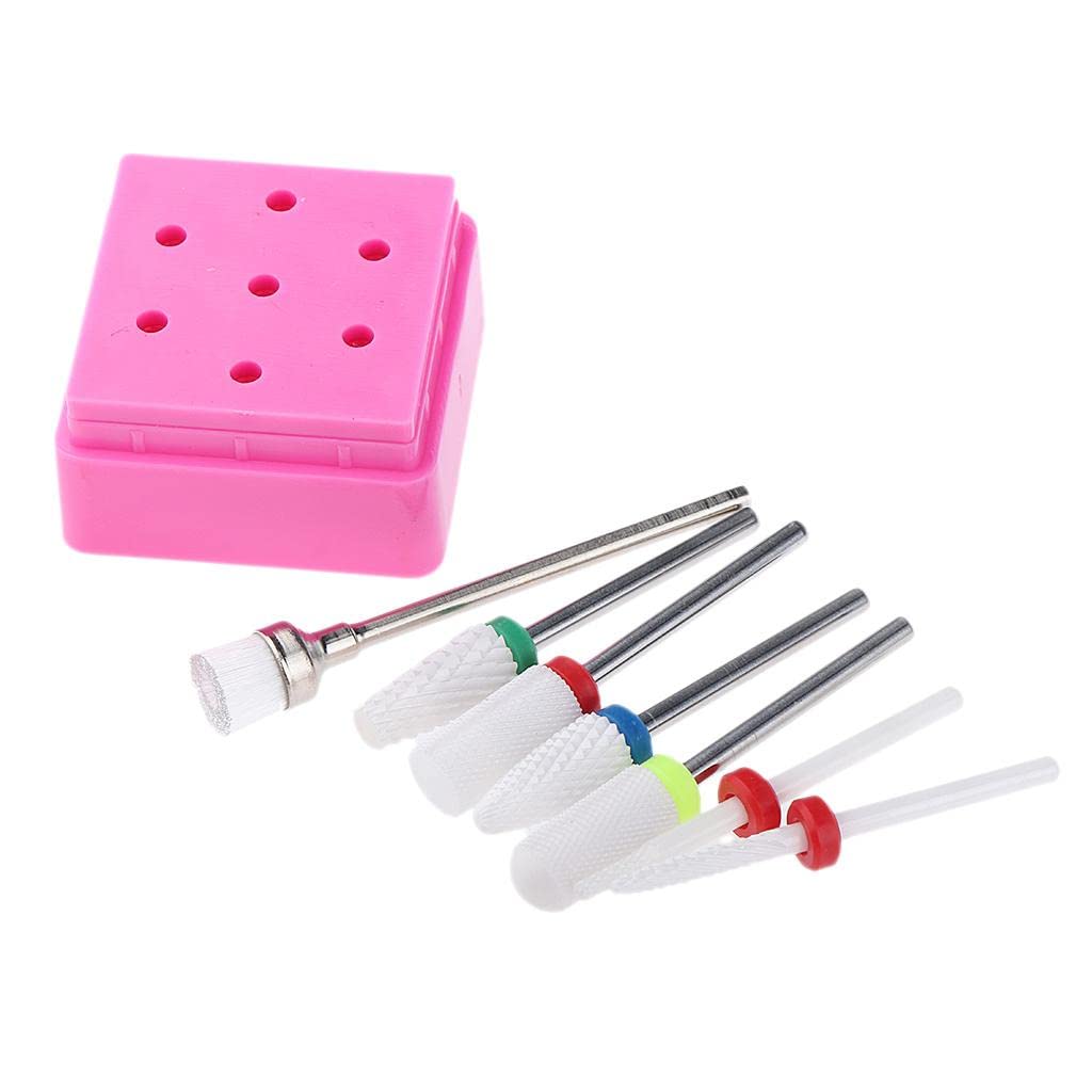 Barenx 7x Ceramic Nail Drill Bit Set - Coarse Grinding Barrel Head for Electric Nail Drills with Display Stand | Professional Manicure & Pedicure Tools for Salon & Home Use