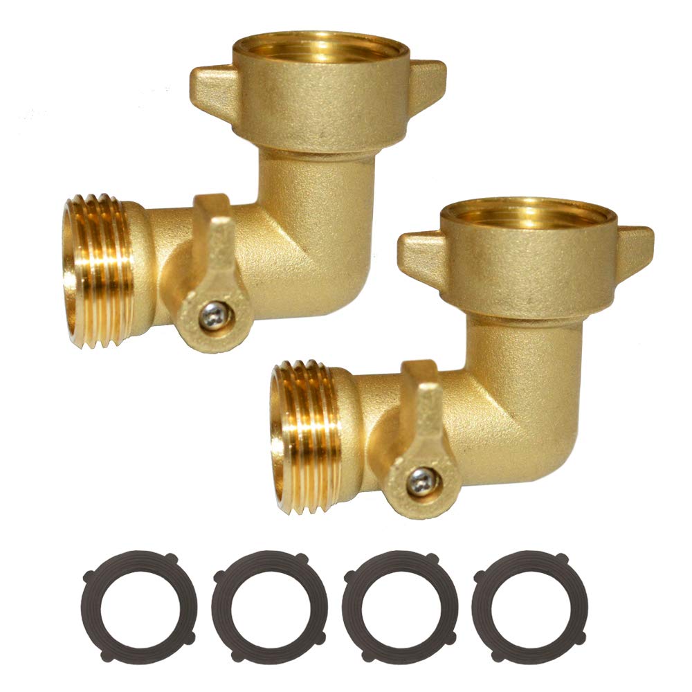 90 Degree Garden Hose Elbow with Shut Off Valve - 3/4