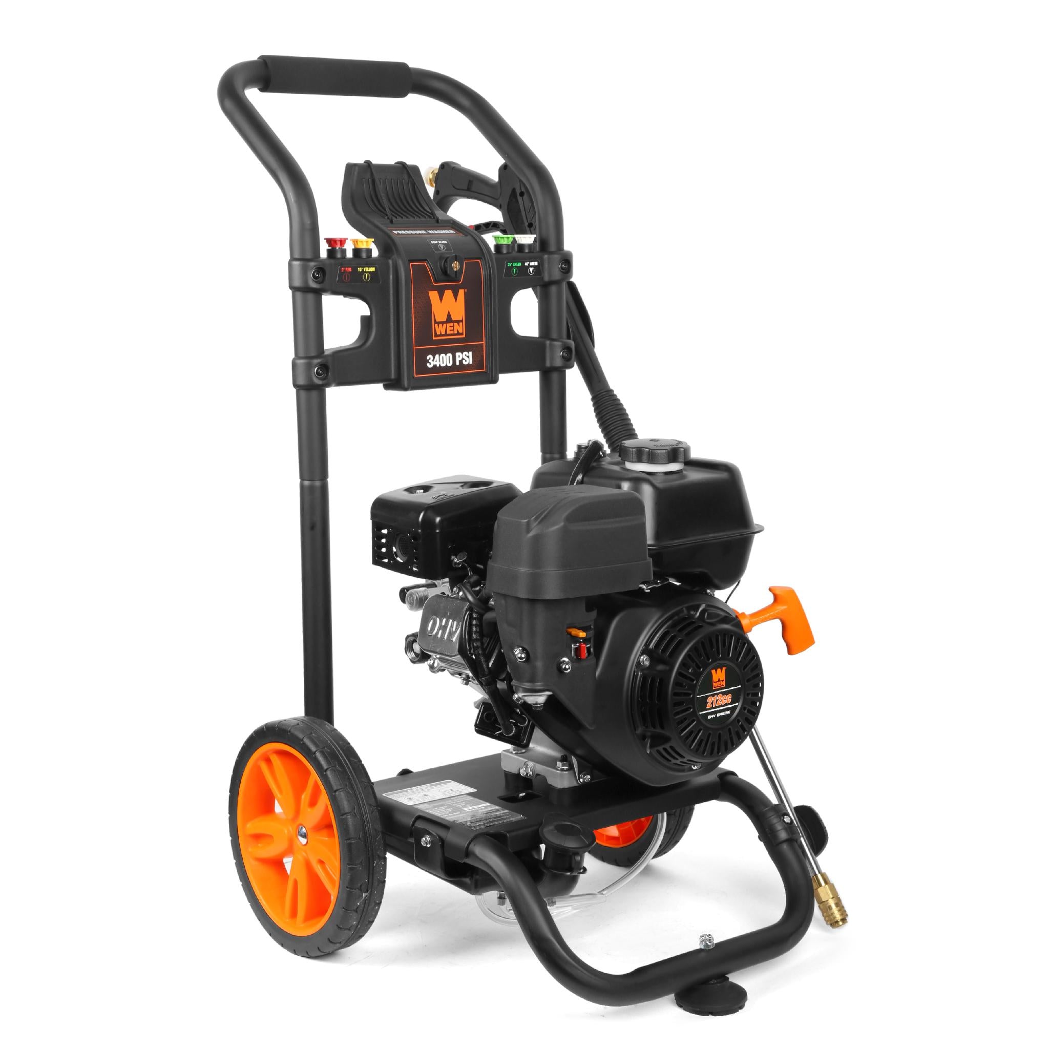 WEN PW3400 212cc Gas Powered Pressure Washer - 3400 PSI 2.7 GPM High Performance Cleaner, CARB Compliant for Home Driveway, Patio, Deck and Auto Cleaning