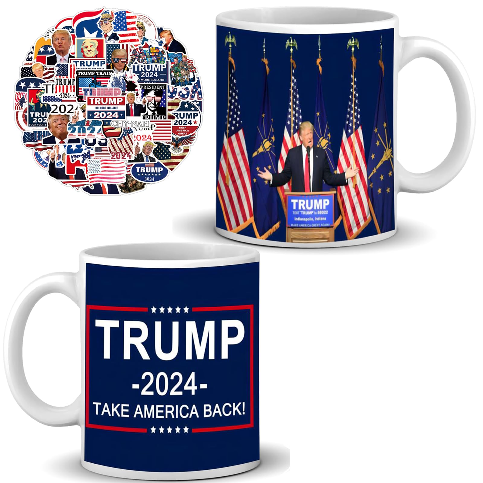 2024 Trump MAGA Novelty Coffee Mug - Make America Great Again Ceramic Cup with Donald Trump Face Design - Perfect for Political Supporters, Collectors & Patriotic Gifts - Great for Home, Office or Campaign Events