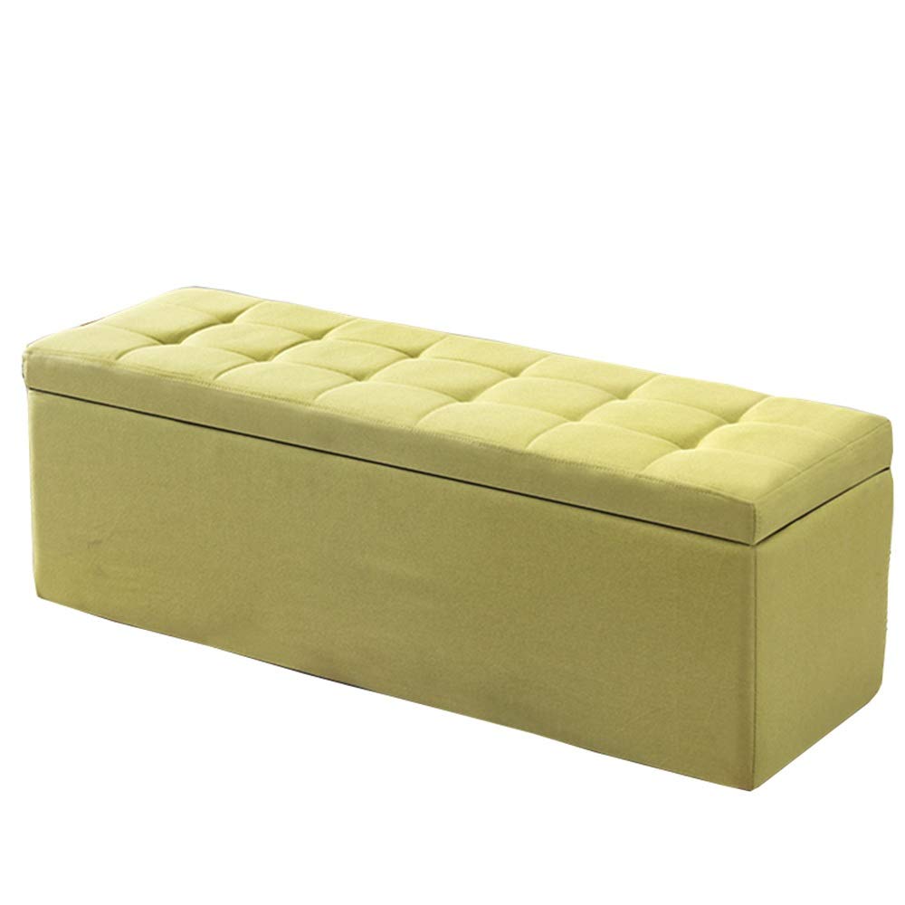 Foldable Entryway Shoe Bench with Storage - 60x40x40cm Rectangular Upholstered Seat, Tufted Linen Fabric, Green - Perfect for Hallway, Living Room & Bedroom Organization