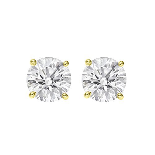 14K Yellow Gold Round Diamond Stud Earrings - 0.35 Carat Total Weight, I1 Clarity, Prime Quality Jewelry for Women - Perfect for Everyday Wear, Gift Giving & Special Occasions