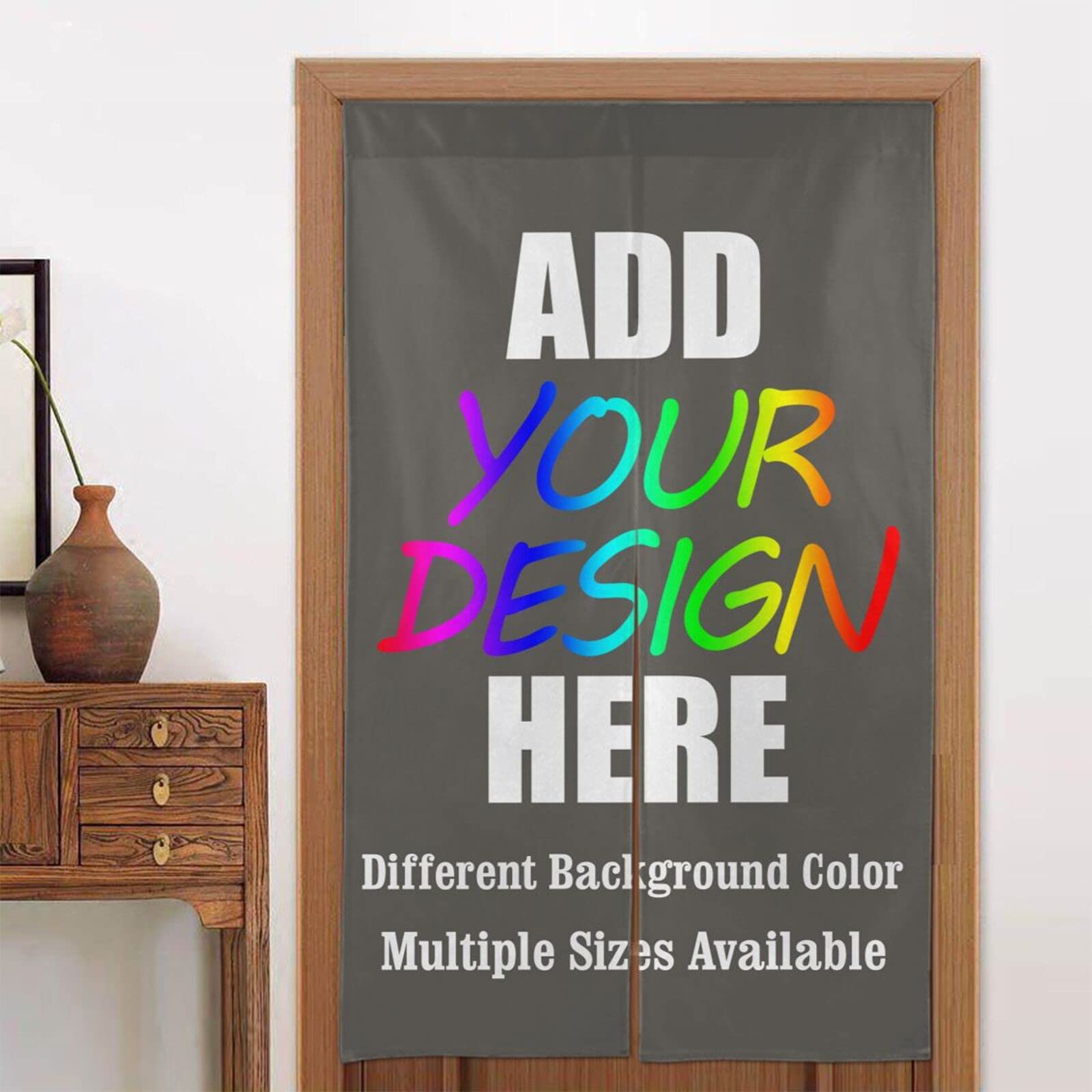 Custom Personalized Doorway Curtain with Photo/Text/Logo - Feng Shui Room Divider & Tapestry for Home, Kitchen, Restaurant - Charcoal Noren for Partition & Shading Decor | Perfect for Entryways, Privacy Screens & Asian-Inspired Interior Design