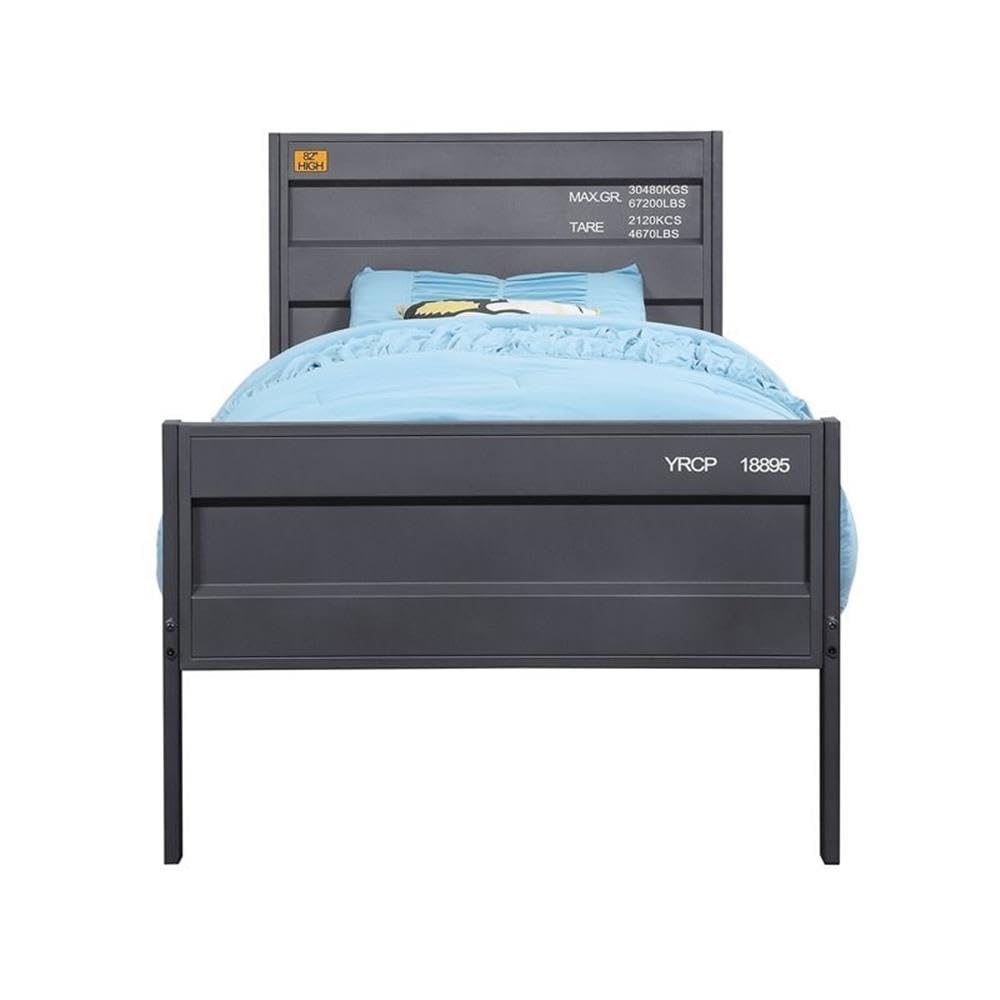 Rosebery Kids Cargo Twin Panel Toddler Bed in Gunmetal - Sturdy & Safe Toddler Bed for Boys & Girls - Perfect for Nursery, Daycare or Kids' Room Transition from Crib