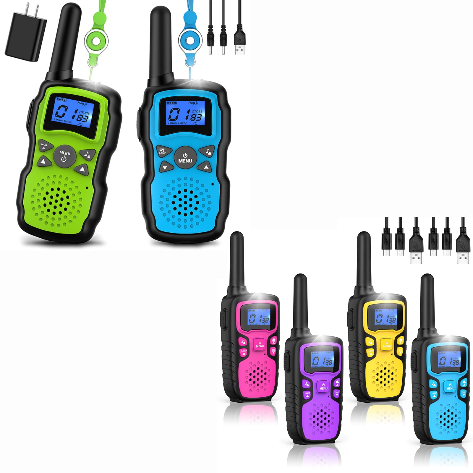 Wishouse 6 Pack Walkie Talkies for Kids & Adults - Long Range Rechargeable Two Way Radios, Perfect Christmas Birthday Gifts for Boys Girls Ages 3-10 - Ideal for Hiking, Camping, Outdoor Adventures & Family Games