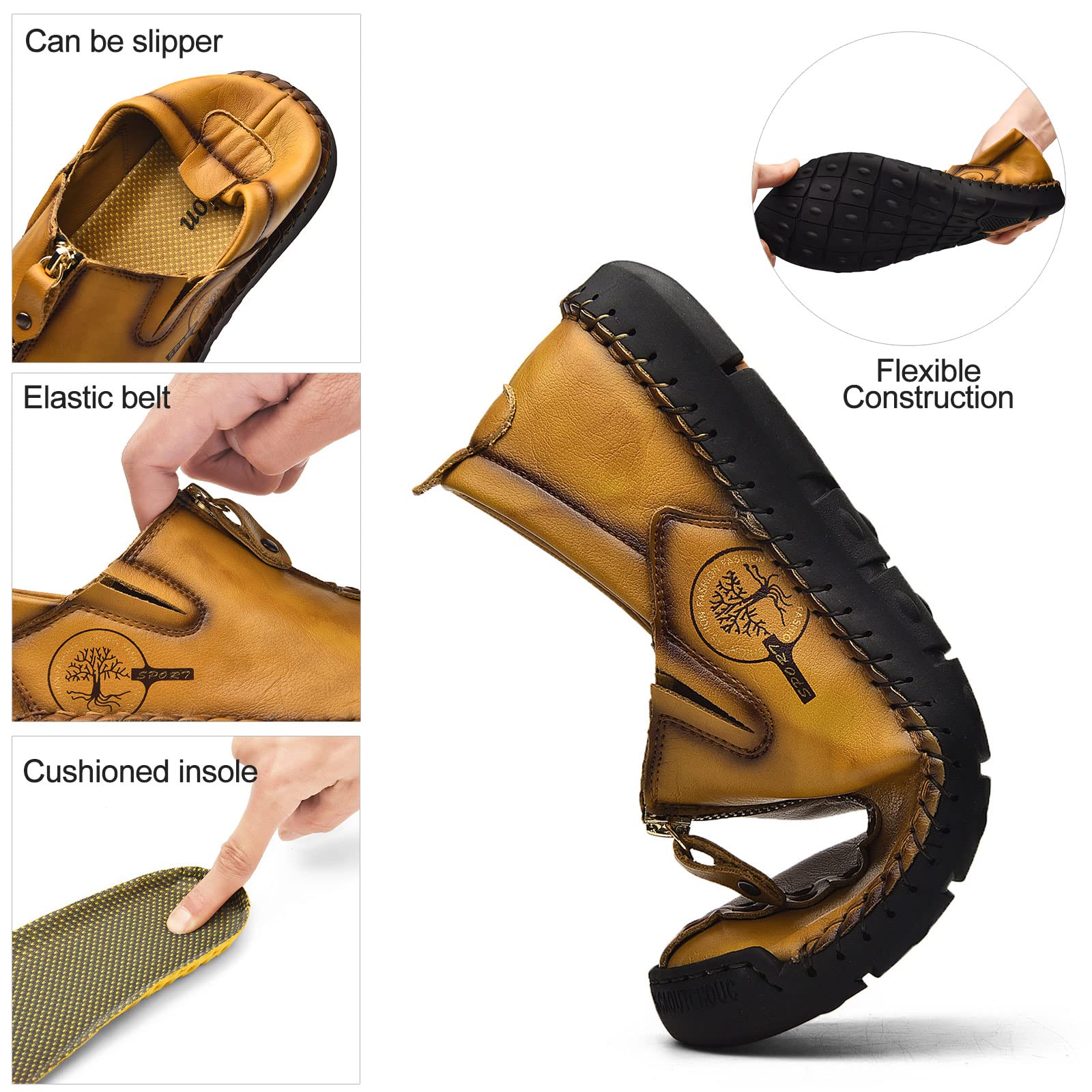 **Men's Casual Leather Slip-On Shoes - Breathable & Comfortable Walking Shoes for Men | Perfect for Daily Wear, Travel & Office**