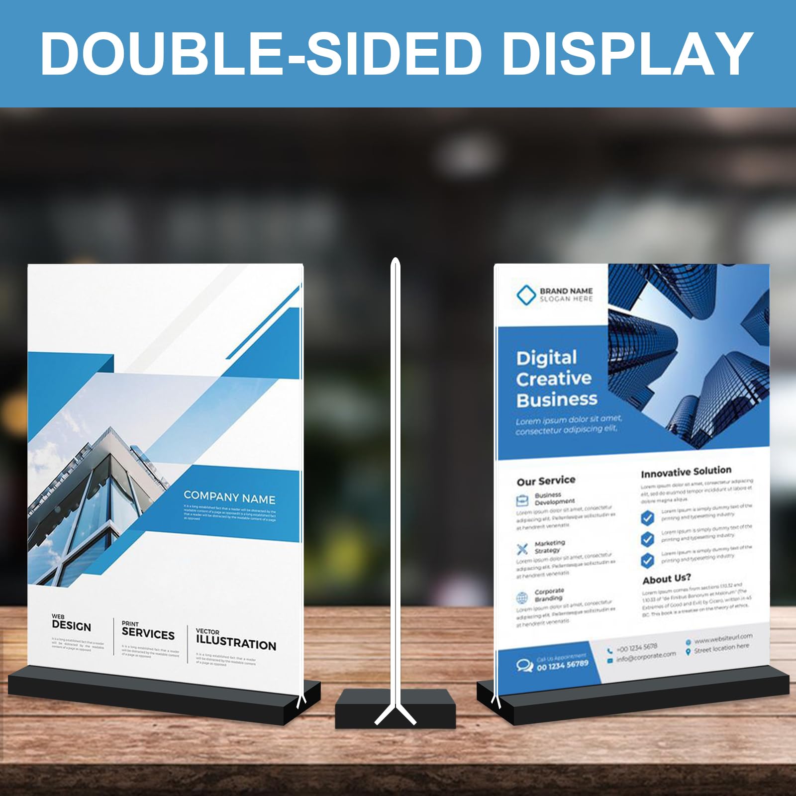 Seencool 8.5 x 11 Acrylic Sign Holders - 8 Pack Clear Plastic Flyer Display Stands with Vertical Base | Double Sided Picture Frame & Menu Holders for Office, Restaurant, Store & Home | Perfect for Tabletop Displays, Promotions & Information Signage