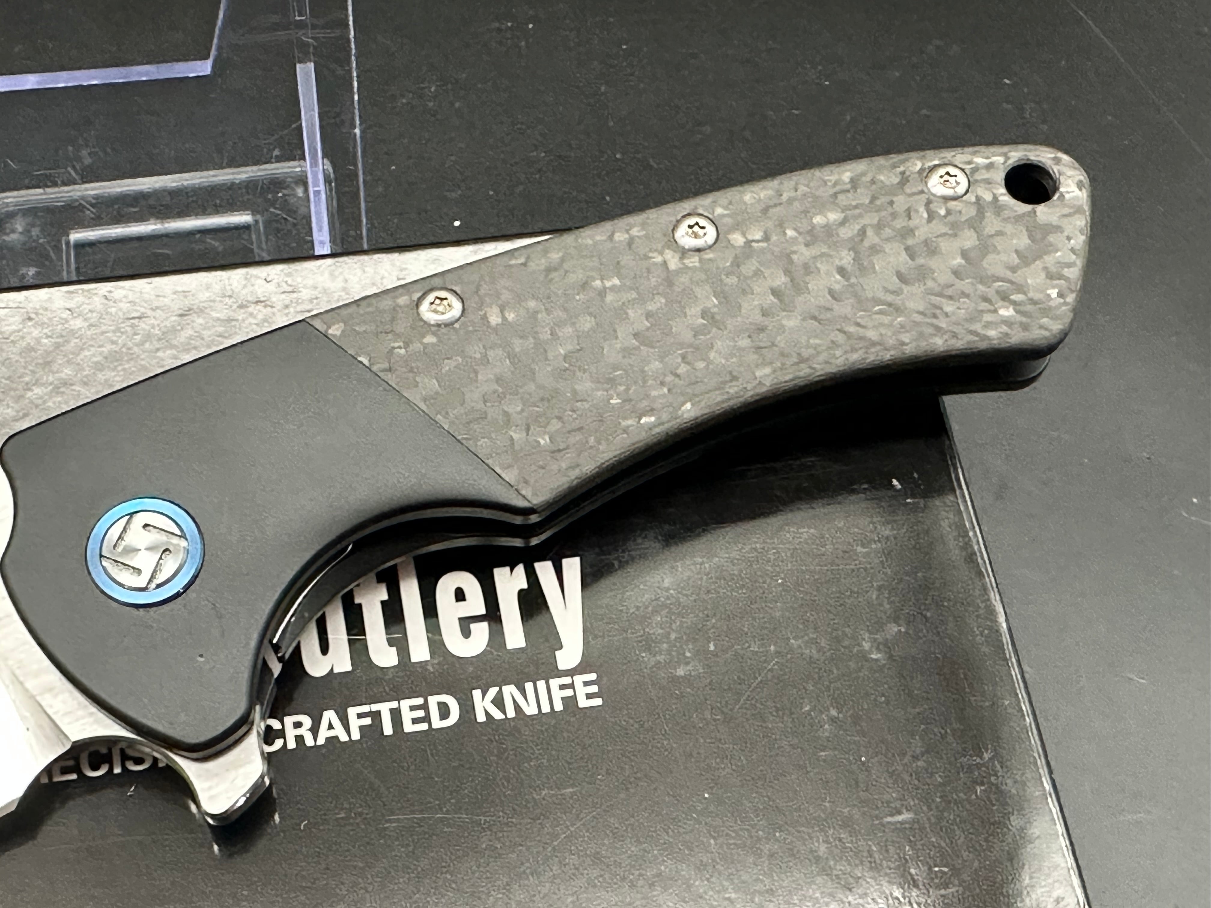 Artisan Cutlery Mastiff Titanium & Carbon Fiber Handle Pocket Knife with S35VN Steel Blade - EDC, Outdoor, Camping & Survival Knife