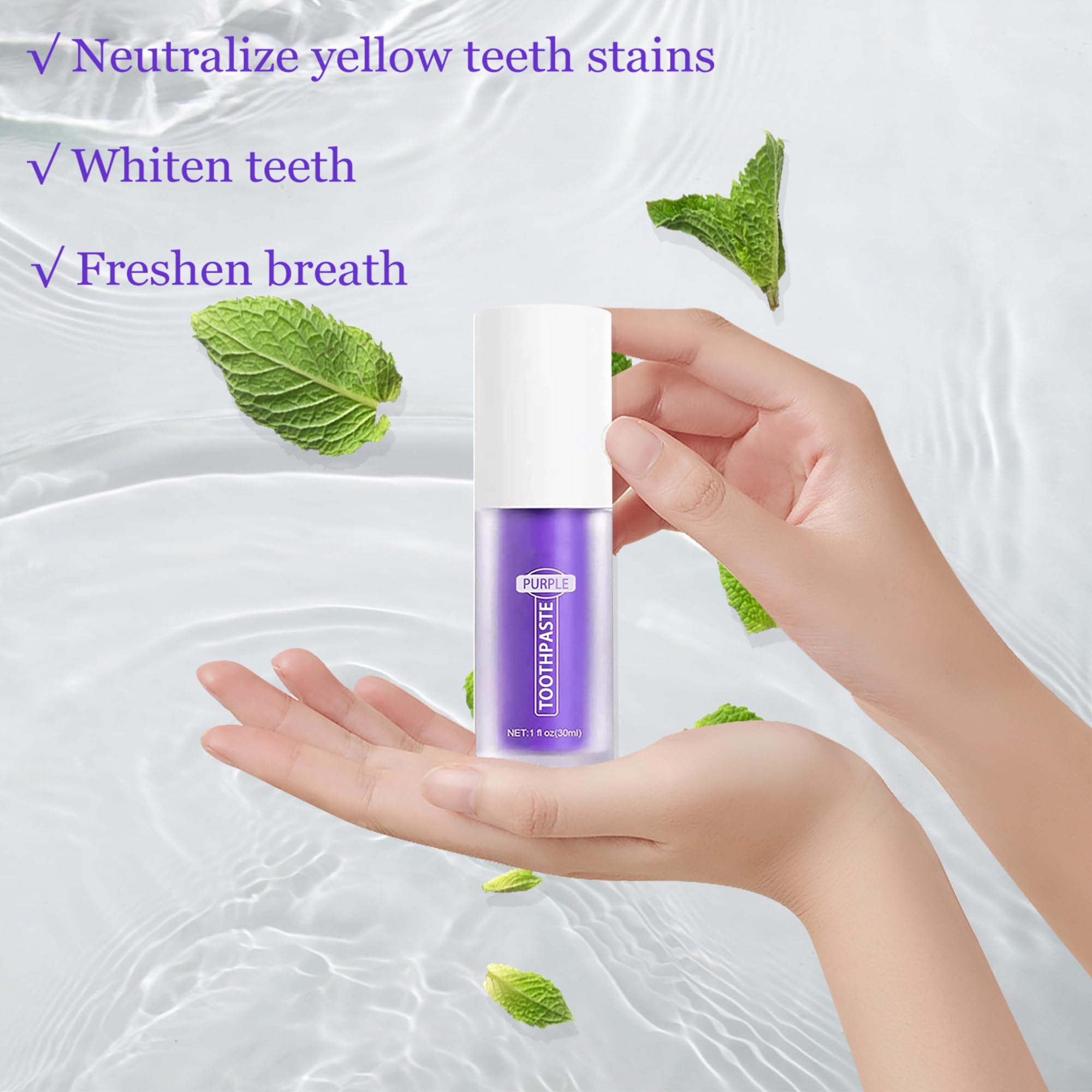 Purple Teeth Whitening Toothpaste - Professional Anti-Tartar & Stain Removal Formula for Brighter Smile | Perfect for Daily Oral Care & Coffee/Tea Drinkers