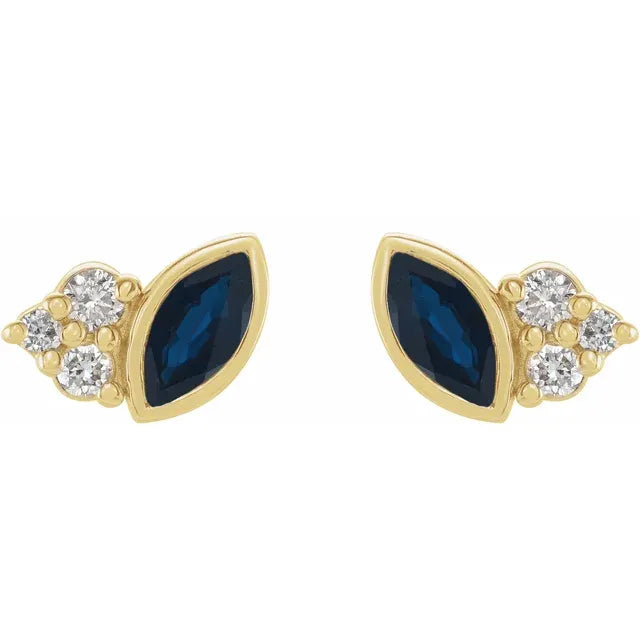 14K Gold Marquise Birthstone Bezel Stud Earrings - Perfect for Gifts, Anniversaries & Special Occasions