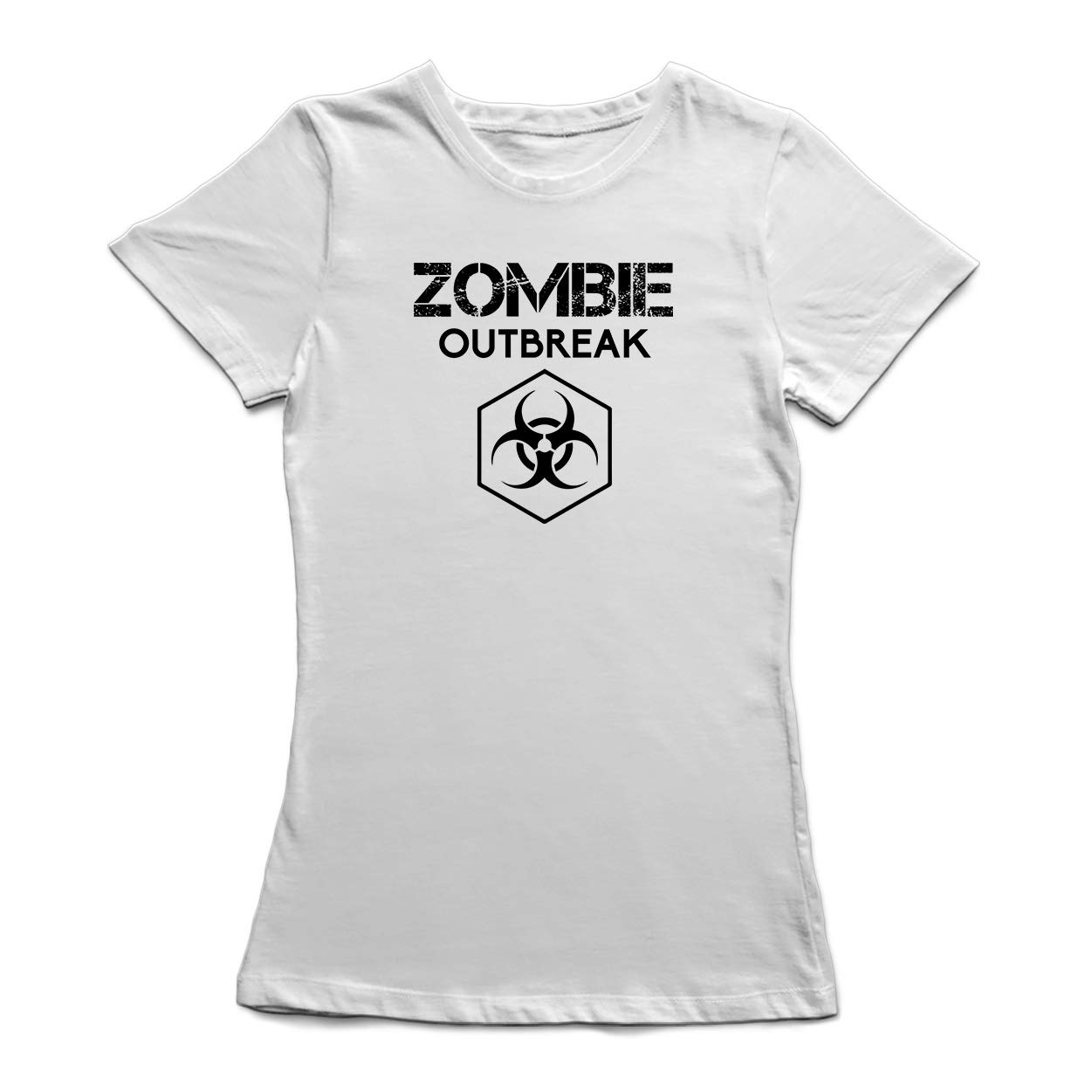 Zombie Outbreak Biohazard Symbol Graphic Women's T-Shirt | Horror Movie Fan Apparel | Perfect for Halloween, Cosplay & Apocalypse Themed Parties