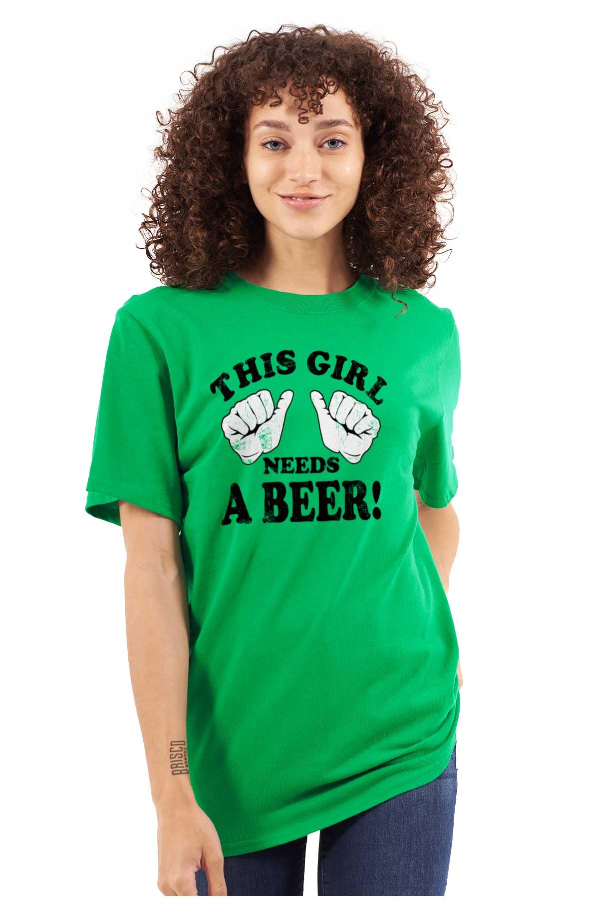 Funny Women's Graphic T-Shirt - This Girl Needs a Beer Drinking Tee | Casual Outfit, Girls Night Out, Bar Party Apparel