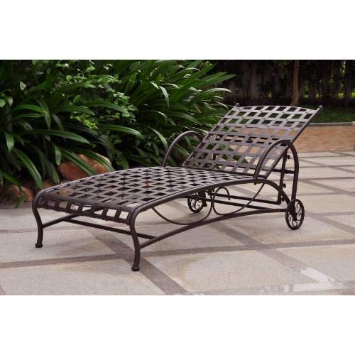 Premium Iron Multi-Position Adjustable Patio Chaise Lounge in Pewter - Outdoor Poolside Sunbathing & Backyard Relaxation Furniture