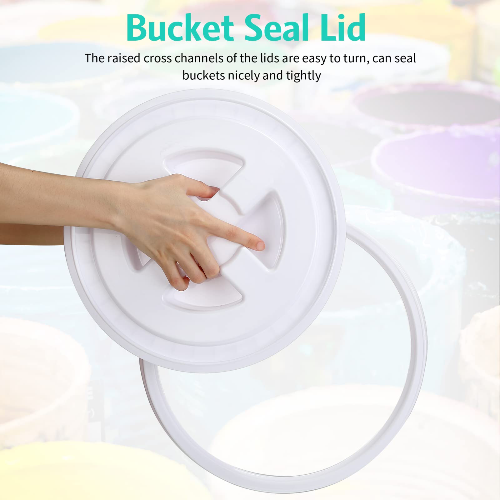 eBoot 12-Pack 5 Gallon Screw Top Bucket Lids - Leak Proof & Airtight - White Plastic Bucket Seal Lids for Pet Food Storage & Gamma Buckets - Perfect for Bulk Food Storage, Gardening Supplies & Home Organization
