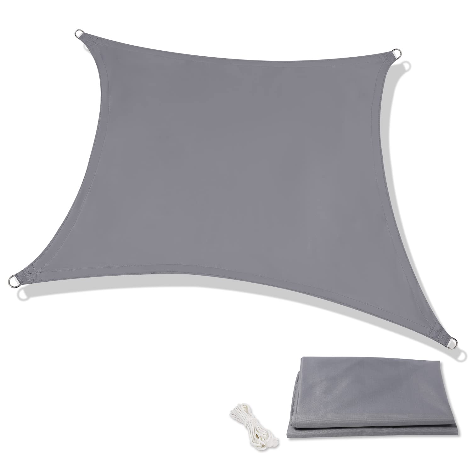 6.5' x 6.5' Rectangle UV Block Waterproof Shade Sail - Gray Outdoor Canopy for Backyard, Patio, Garden & Pool Area - Perfect for Sun Protection and Outdoor Relaxation