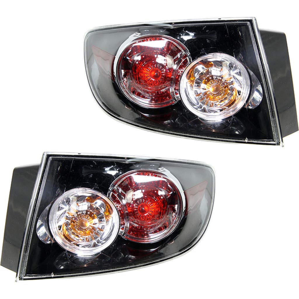 KarParts360: 2007-2009 MAZDA 3 Tail Light Assembly Pair - Left & Right Side with Bulbs - Direct Replacement for MA2800136 MA2801136 - Perfect for Night Driving Safety and Enhanced Vehicle Visibility