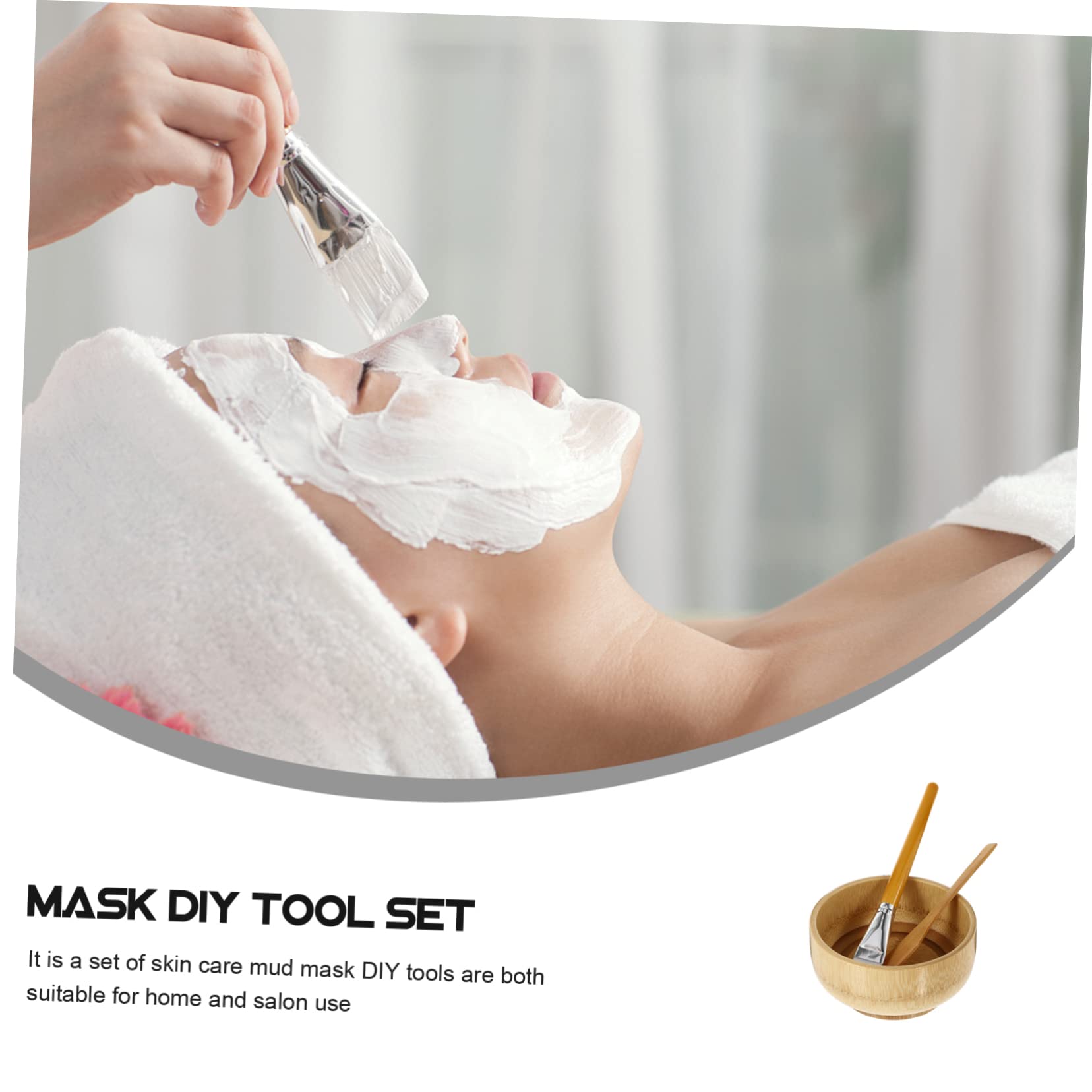 3-Piece DIY Mask Mixing Tool Kit - Wooden Facial Mask Bowl, Stirrer & Brush for Homemade Beauty Masks | Professional Salon & At-Home Skincare Application