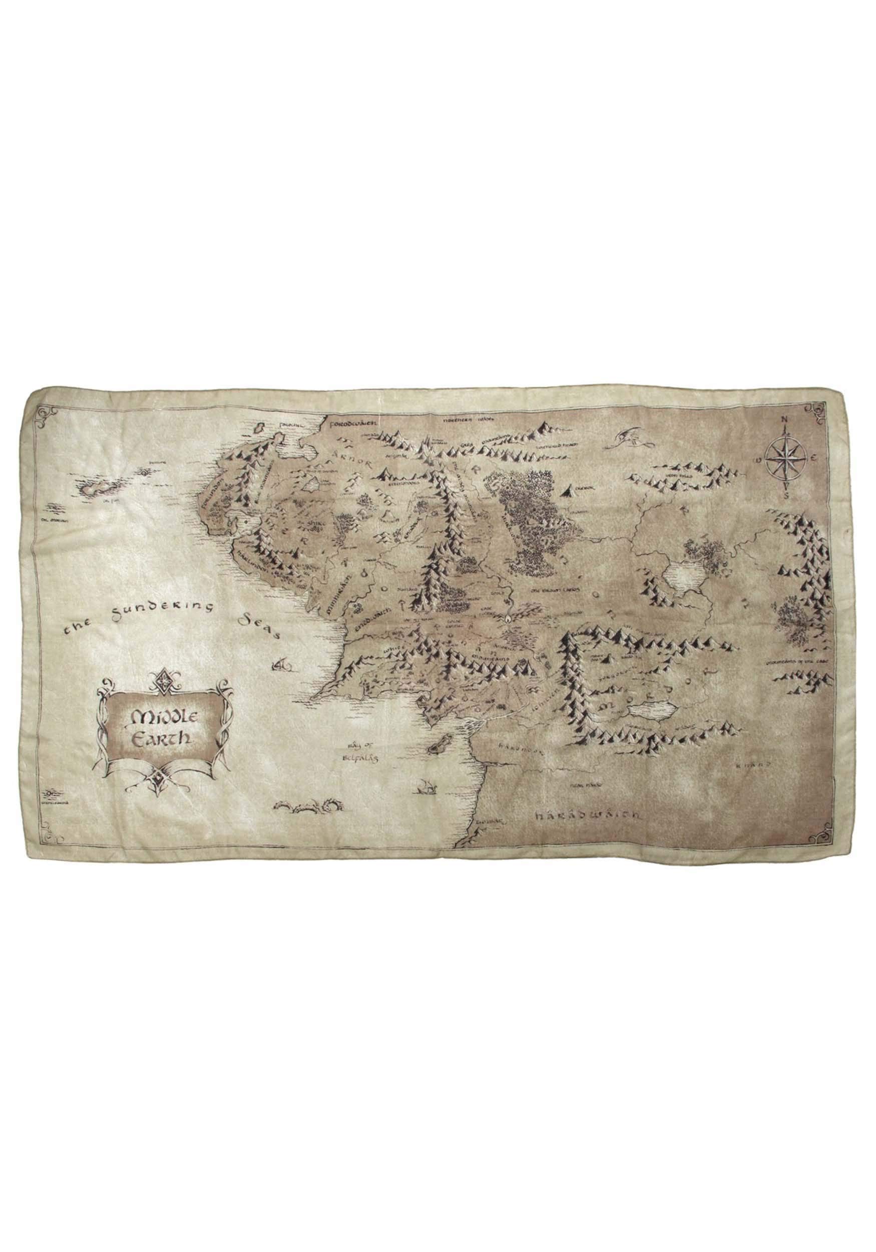 Lord of the Rings Middle Earth Map Scarf - Lightweight & Breathable - Perfect for Cosplay, Gift Giving & Fantasy Themed Events