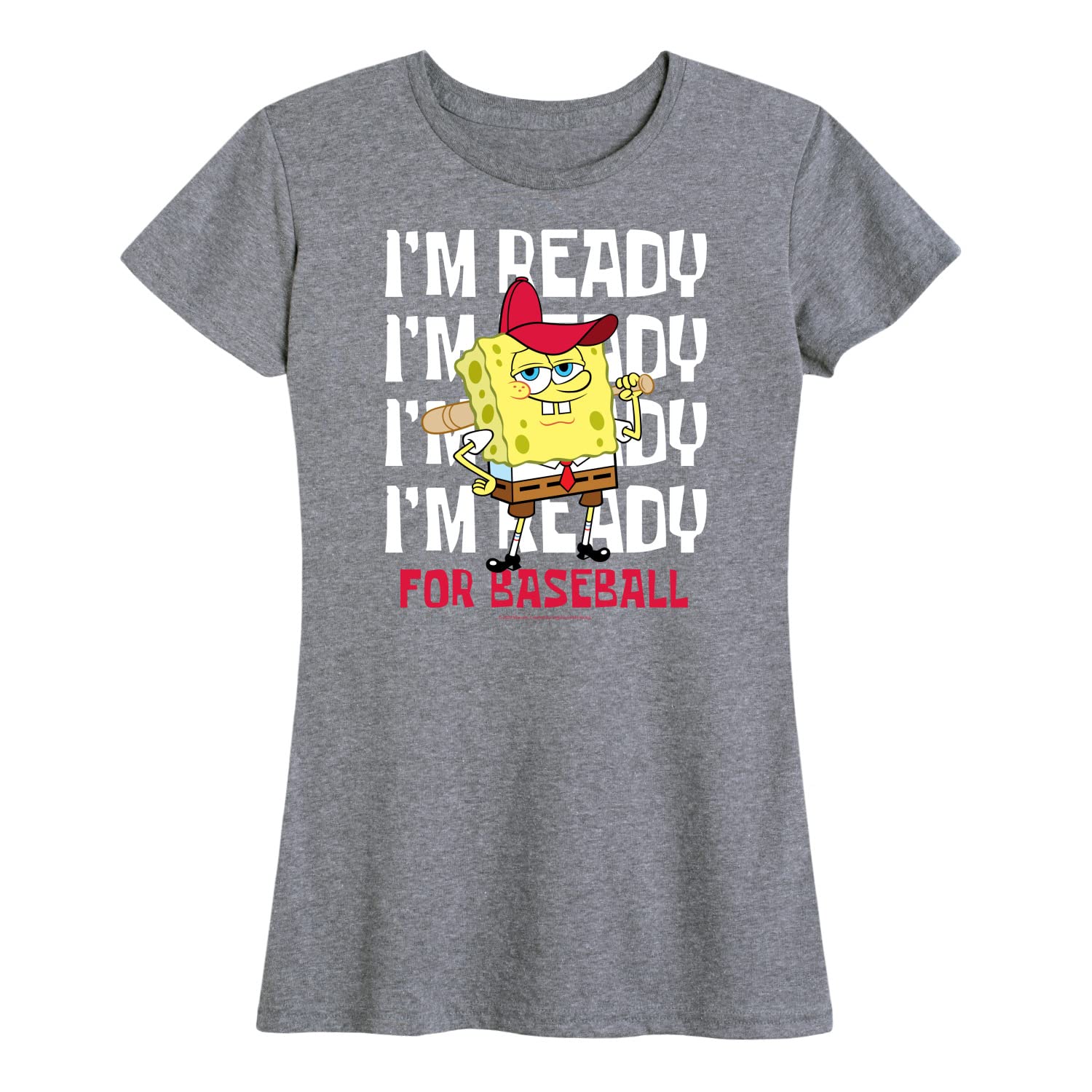 Spongebob Squarepants Baseball Graphic T-Shirt for Women - Soft Short Sleeve Casual Tee - Perfect for Game Day, Cosplay & Everyday Wear