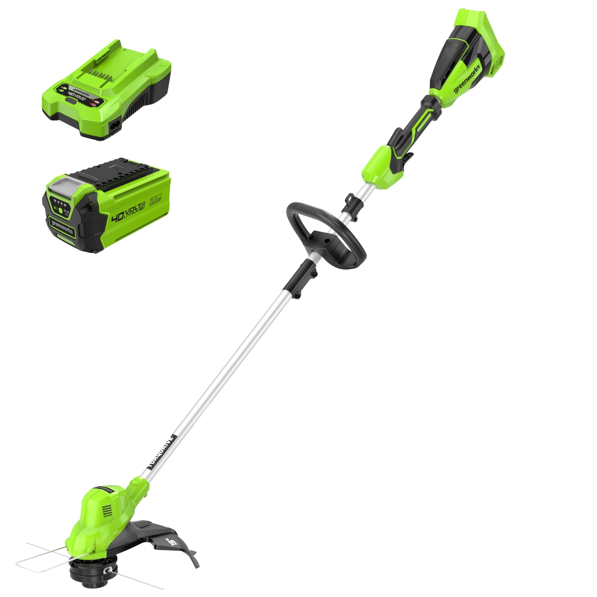40V 15-Inch Cordless String Trimmer with 2.0Ah Battery & Fast Charger - Lightweight Weed Eater for Lawn Edging and Yard Maintenance (2nd Generation)