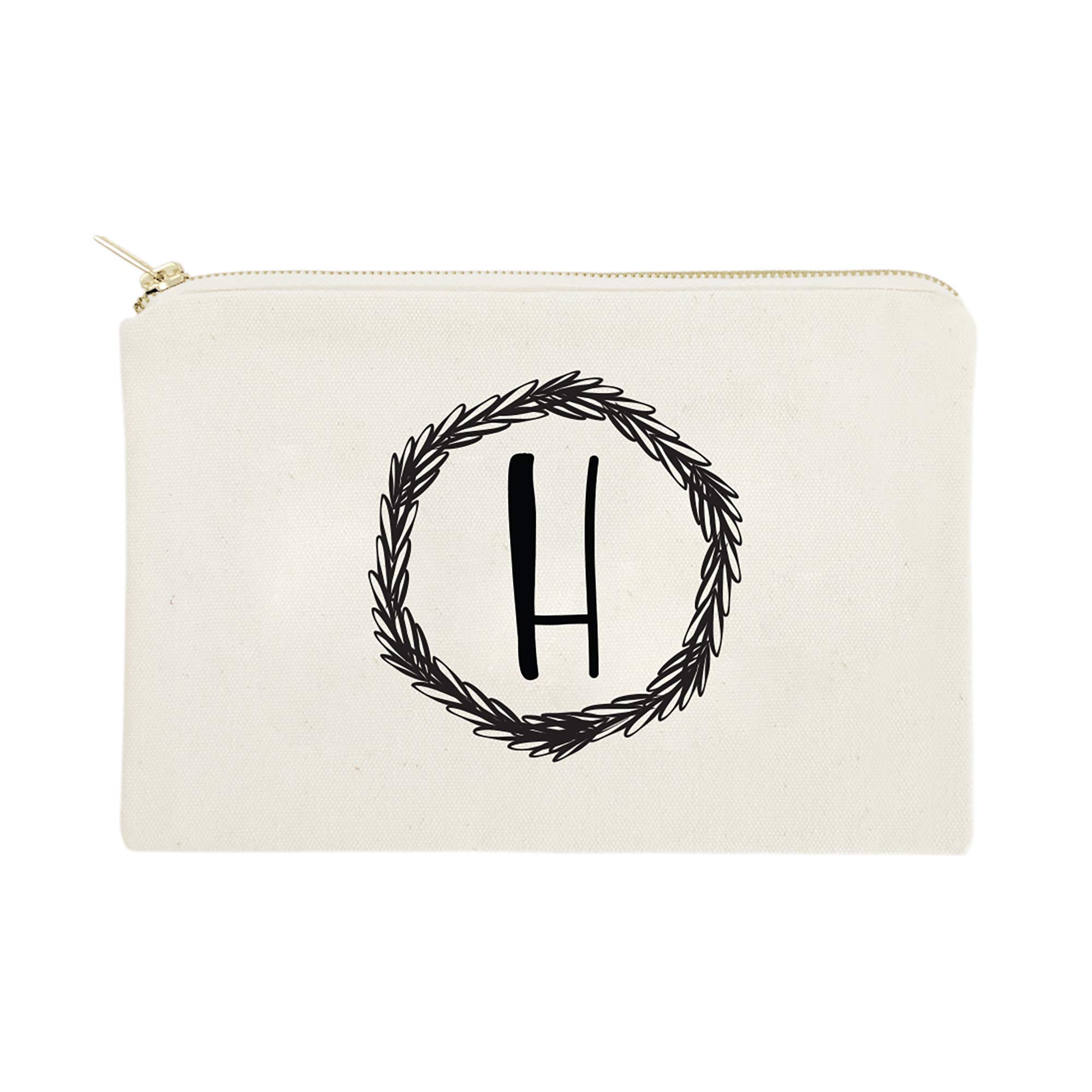 Personalized Monogram Initial H Cosmetic Bag - Cotton & Canvas Travel Makeup Pouch for Women | Perfect for Travel, Gym & Everyday Use