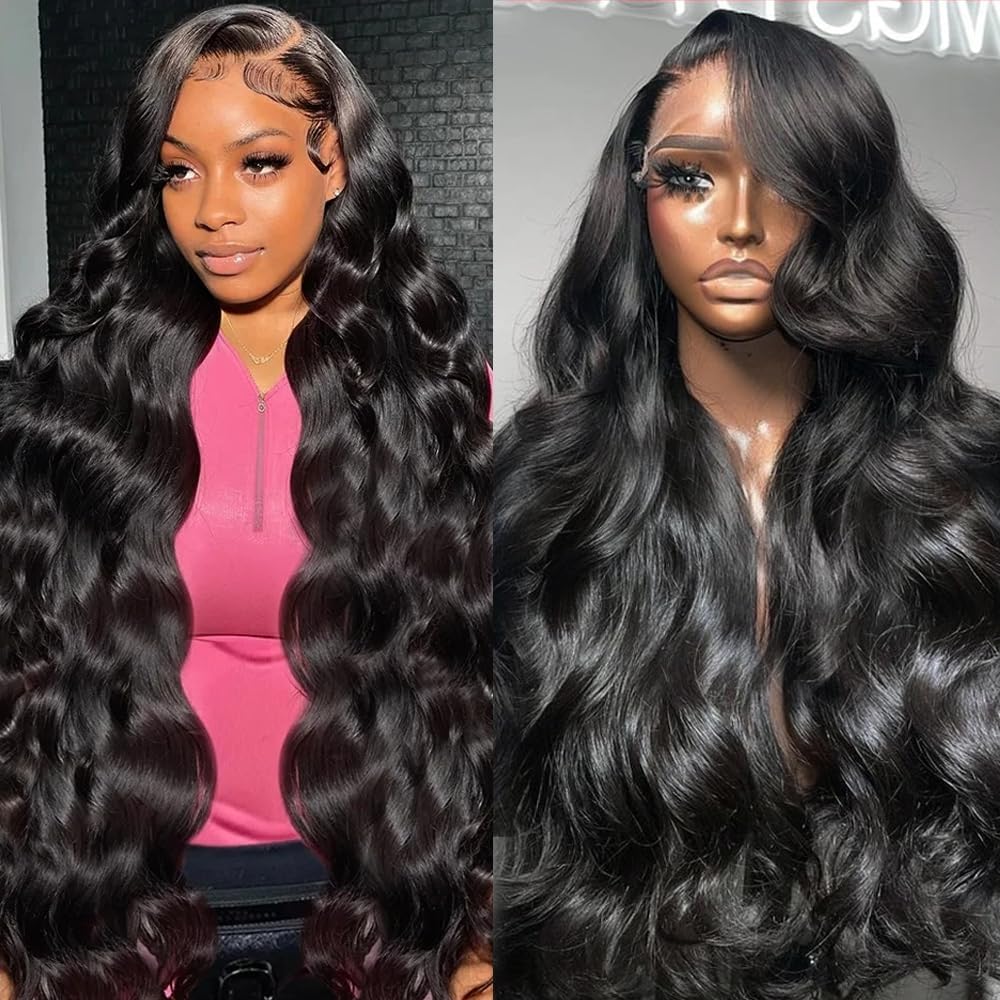 13x6 HD Lace Front Wigs Human Hair 180% Density Body Wave Brazilian Virgin Hair - Pre Plucked Natural Hairline with Baby Hair | Glueless Lace Frontal Wig for Black Women (24 Inch) - Perfect for Daily Wear, Special Occasions & Protective Styling