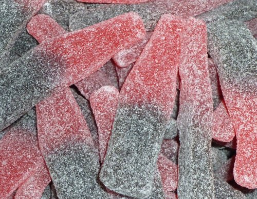 1KG Giant Fizzy Cherry Cola Candy Bottles - Bulk Sour Gummy Sweets for Parties, Movie Nights & Candy Buffets