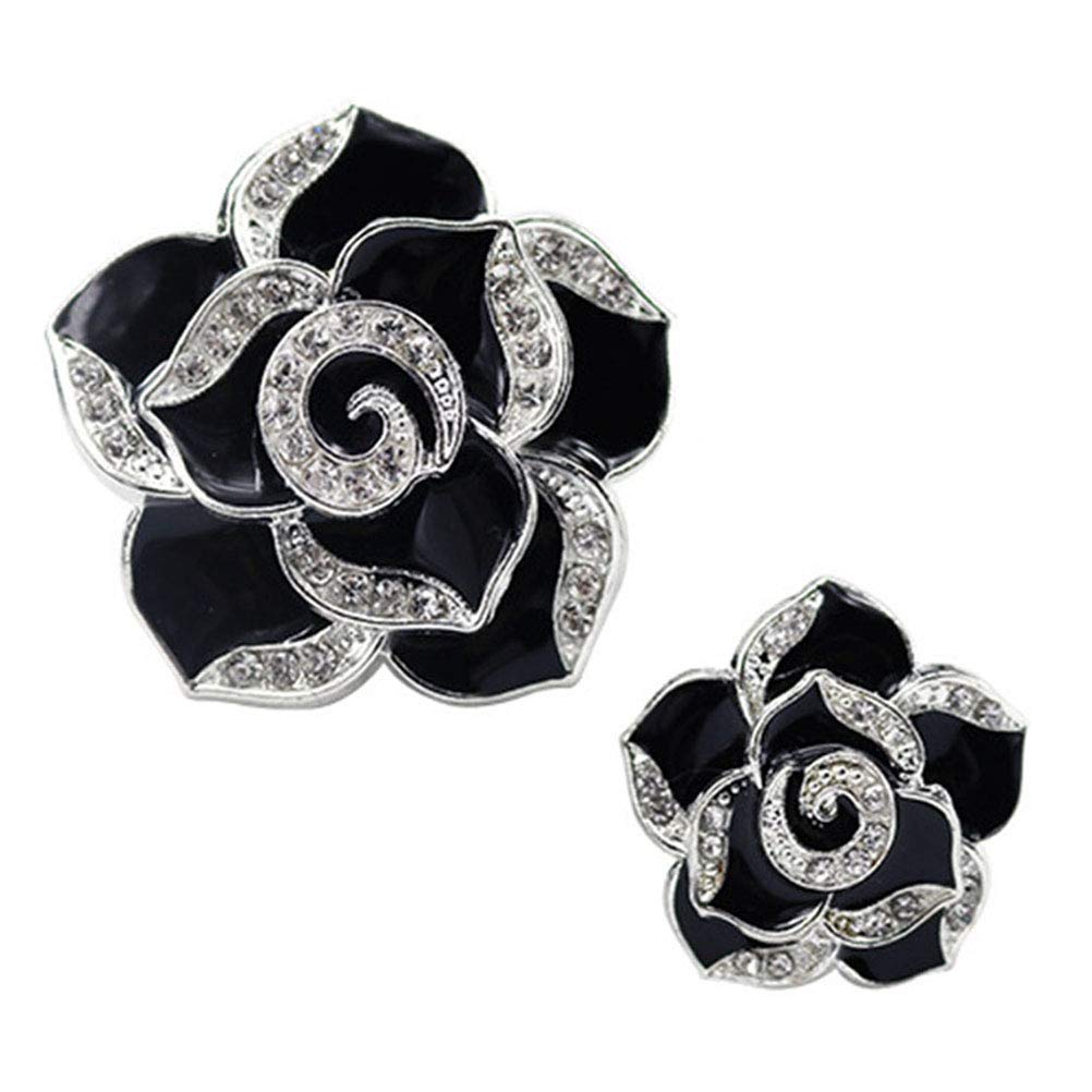 BESPORTBLE Rhinestone Camellia Car Air Vent Clip - Black Fragrance Holder & Air Freshener for Auto Interior | Car Accessories for Women, Luxury Vehicle Decor, AC Vent Organizer - Perfect for Sedans, SUVs & Office Cars