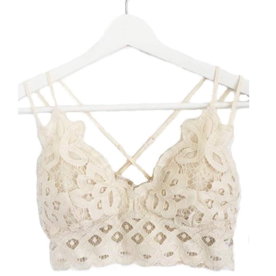 Anemone Women's Padded Bralette - Comfortable Wireless Lace Bra for Everyday Wear, Yoga & Lounge