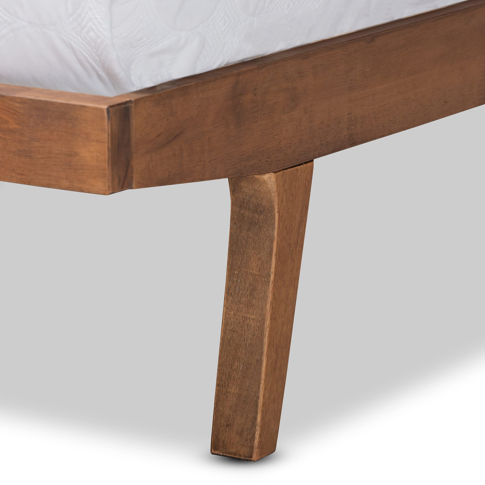 Baxton Studio Jarlan King Size Platform Bed Frame - Grey & Walnut Brown Modern Wood Bedroom Furniture for Master Bedroom & Guest Room