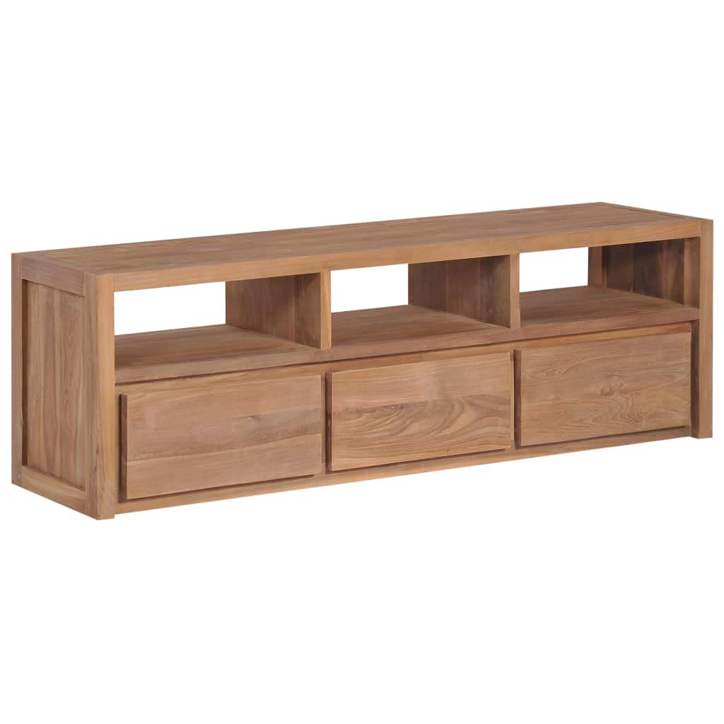 Solid Teak Wood TV Stand with Storage - 47.2