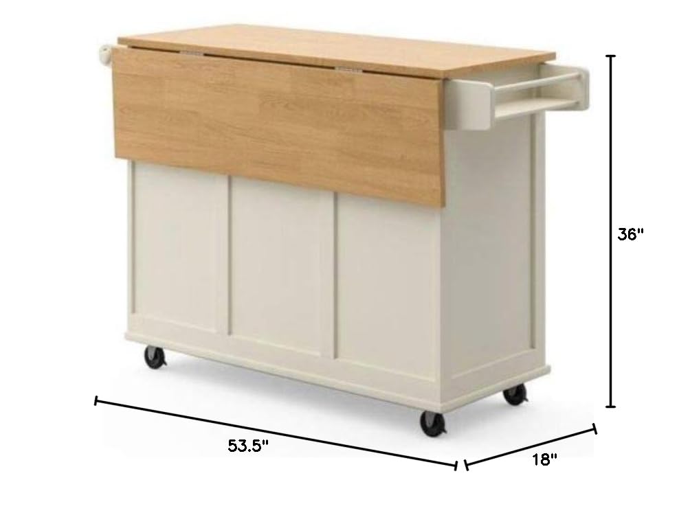 **Rolling Kitchen Island Cart with Drop Leaf Wood Top - 3 Drawer Storage Cabinet, Spice Rack & Towel Holder - Mobile Breakfast Bar, Food Prep & Serving Table for Dining & Kitchen Organization**    *(Use Case: Perfect for small kitchens, entertaining guests, meal prep, extra storage, and stylish serving during parties or family gatherings.)*