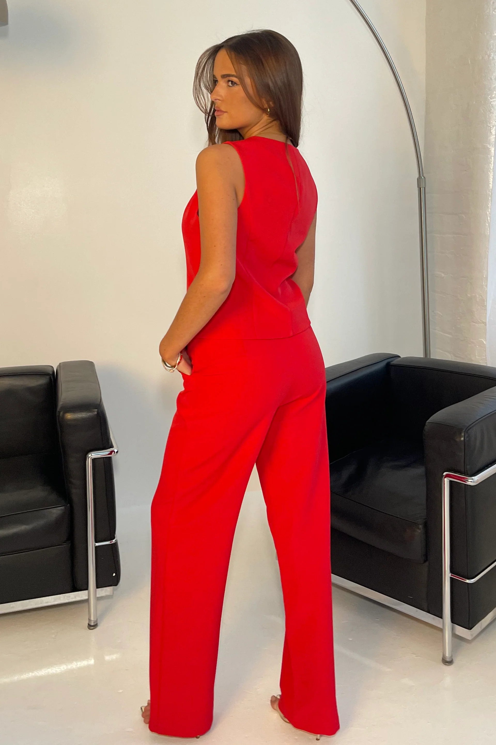 Bobbi Tailored Waistcoat for Women - Slim Fit Red Vest, Formal & Business Casual Wear - Perfect for Office, Weddings & Special Occasions