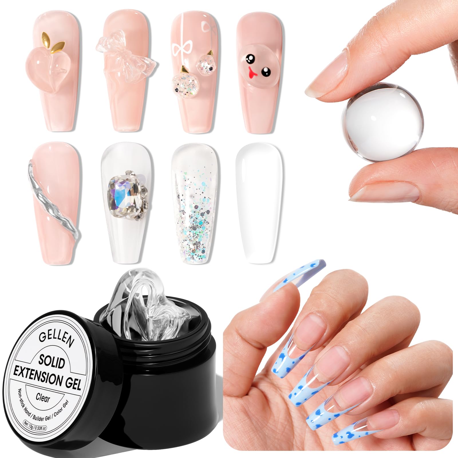 Gellen Solid Builder Gel for Nails - UV/LED Cured 3D Sculpting Gel for Nail Art & Extensions - Professional Multifunctional Nail Molding Gel - Perfect for Salon, DIY Manicures & Nail Art Designs
