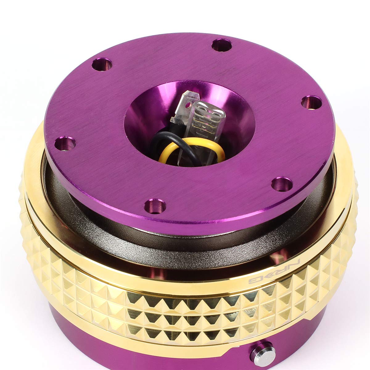 NRG Innovations SRK-210PP/CG Quick Release Steering Wheel Hub Adapter Kit - Purple Body with Chrome Gold Pyramid Ring - Perfect for Drifting, Racing & Car Modifications
