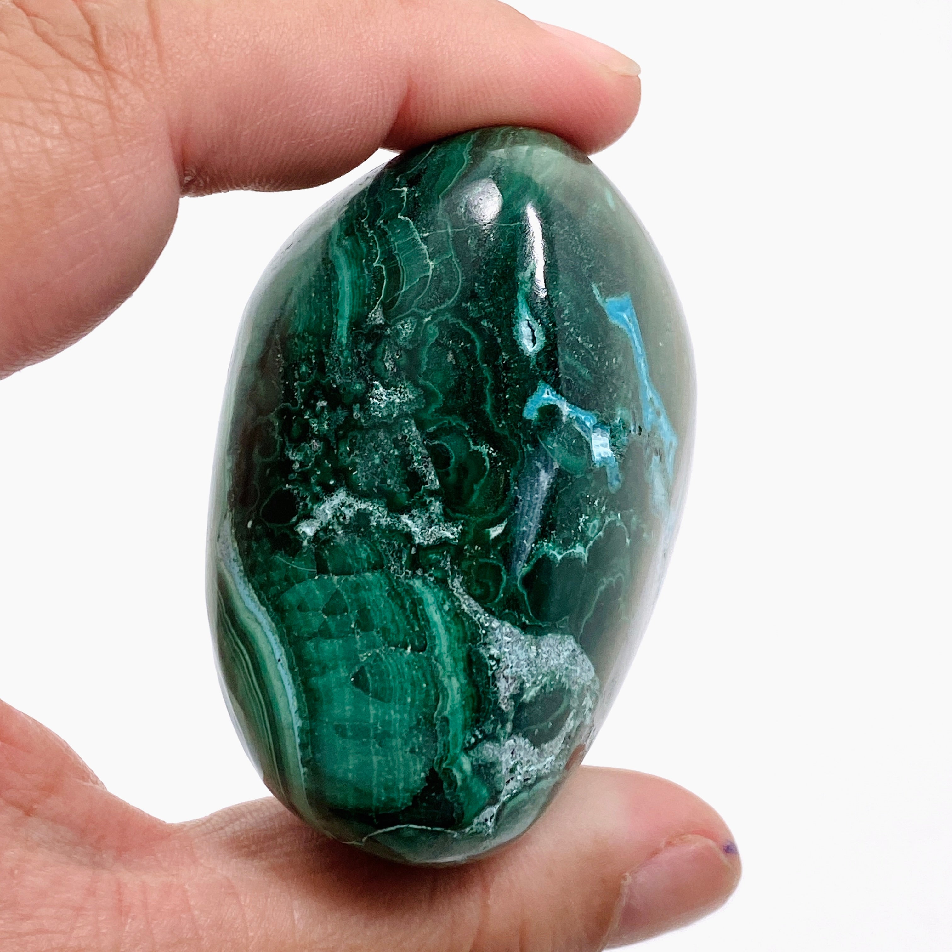 Natural Malachite and Chrysocolla Polished Freeform Stone - Congo Mined CR3748 | Healing Crystal for Meditation, Home Decor & Jewelry Making