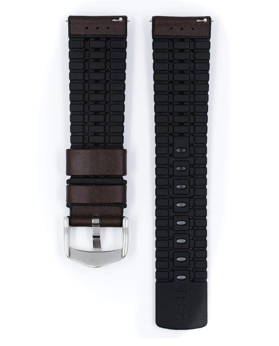 Hirsch Genuine Tiger Calf Leather Watch Strap with Performance Rubber Core - Quick Release Band for Men (18mm, 20mm, 21mm, 22mm, 24mm) - Perfect for Dress Watches, Business Attire & Formal Occasions