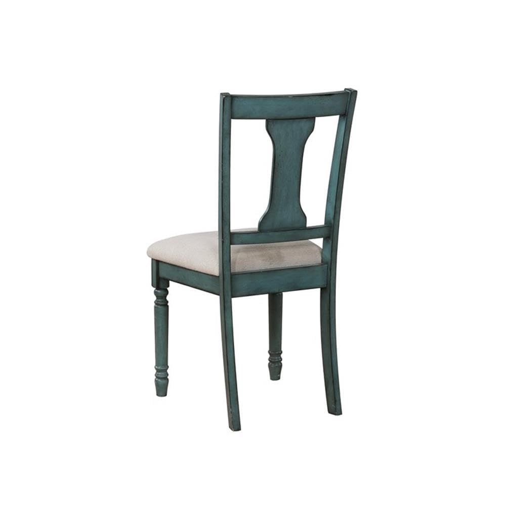 Pemberly Row Transitional Wood Dining Chairs Set of 2 - Teal Blue Upholstered Side Chairs for Kitchen, Dining Room & Home Decor