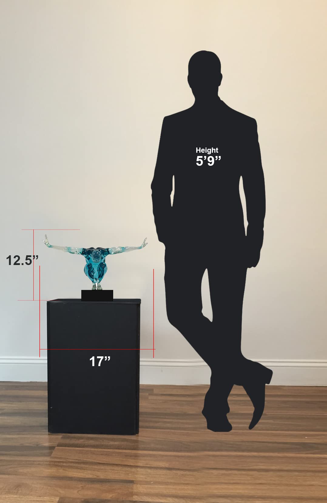 Finesse Decor Saluting Man Abstract Art Sculpture - Modern Resin Home Decor for Table & Shelf - Elegant Clear Blue Small Statue | Perfect for Living Room, Office & Gift Giving