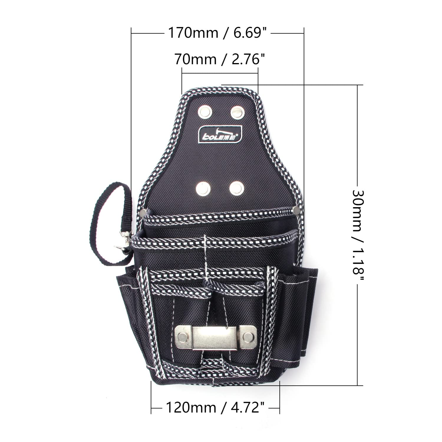 Utoolmart Professional Heavy Duty Oxford Canvas Tool Pouch - Adjustable Waterproof Work Belt Organizer for Construction, Carpentry & DIY Projects (Black, 1-Pack)