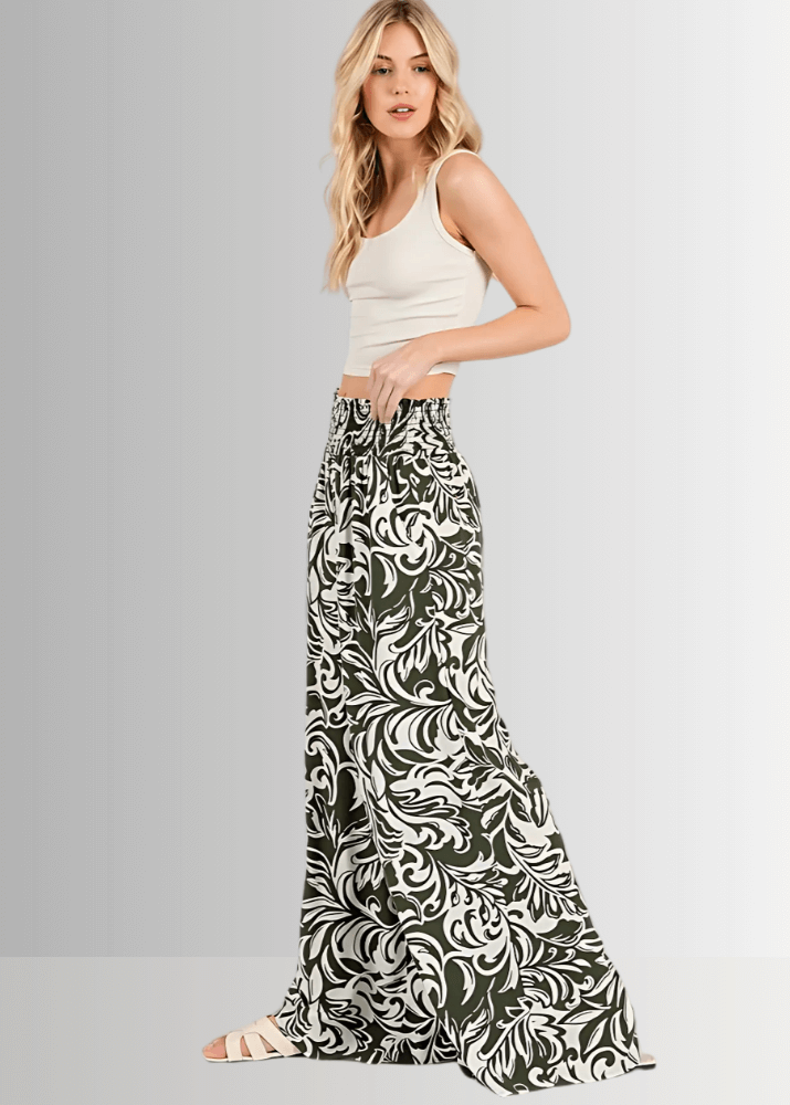 Caribbean Cool Flowy Pants for Women - Lightweight Summer Beach Pants with Elastic Waist - Perfect for Vacation, Yoga, and Casual Wear