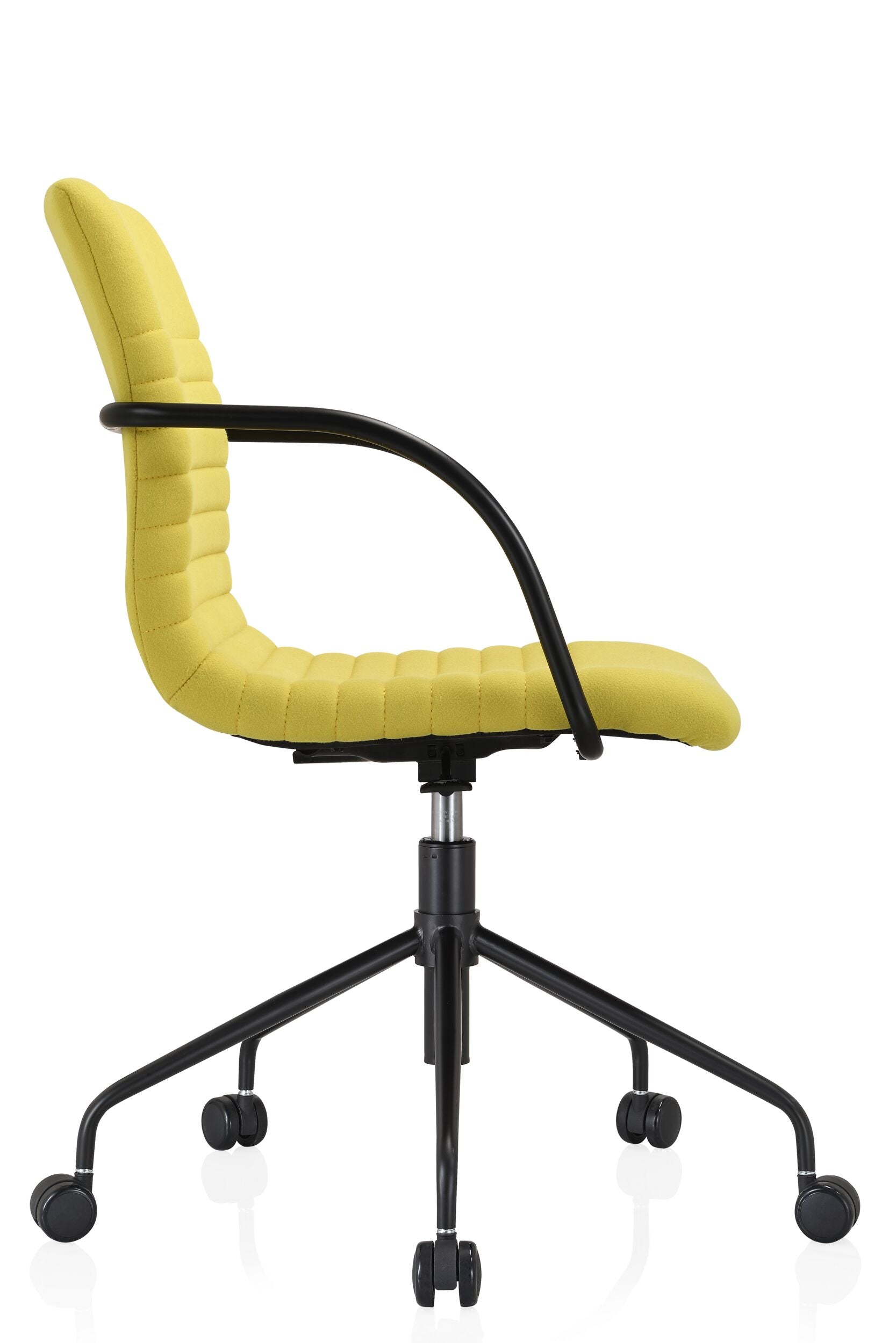 Akiko Mid Back Cashmere Office Chair - Ergonomic Desk Chair with Lumbar Support, Soft Mustard Yellow Fabric, Swivel & Rolling Wheels for Home Office, Study, or Workspace