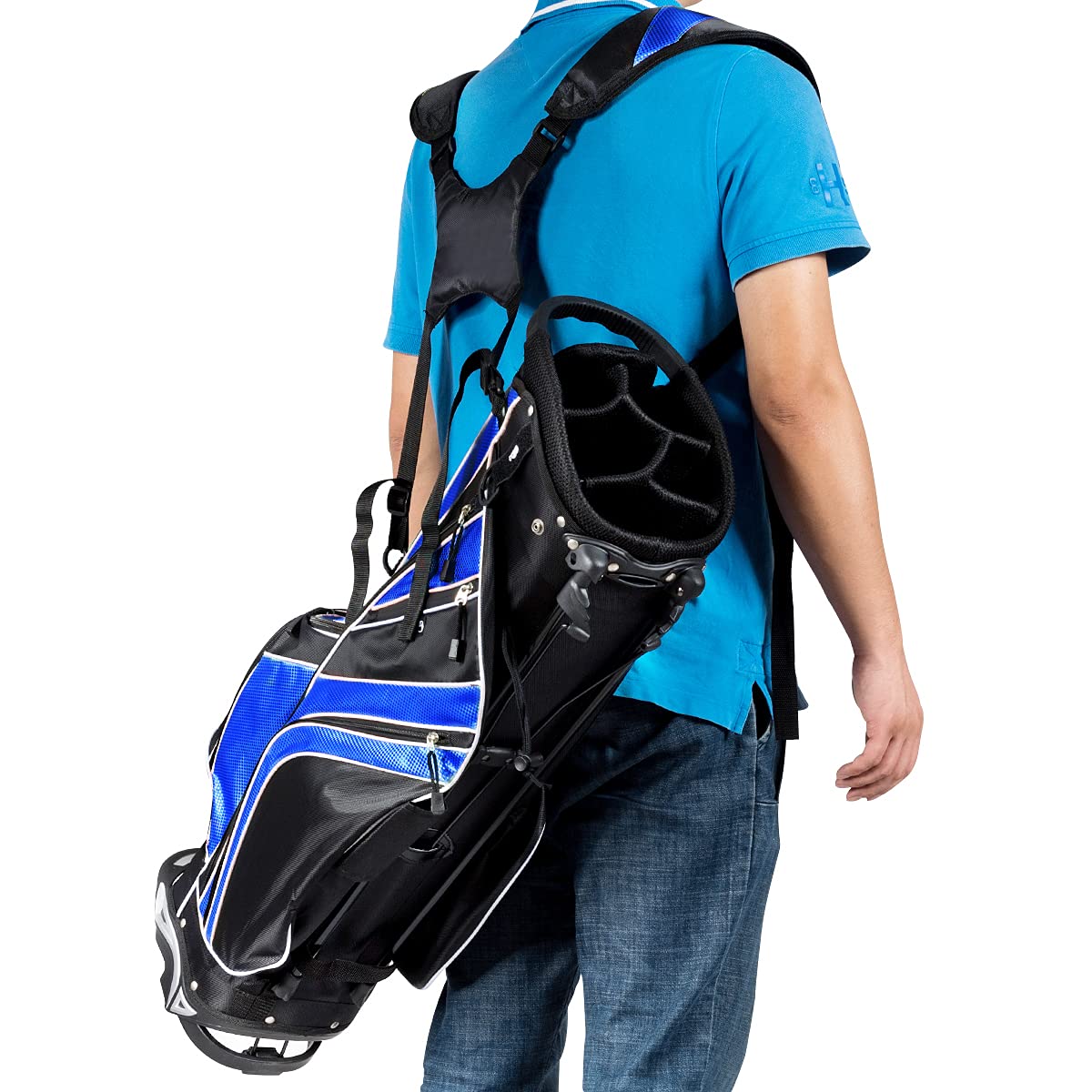 **Lightweight Golf Stand Bag with 6-Way Top Dividers & 7 Pockets – Ergonomic Dual Straps & 2 Aluminum Poles – Perfect for Men & Women – Ideal for Golf Courses, Driving Ranges & Travel**