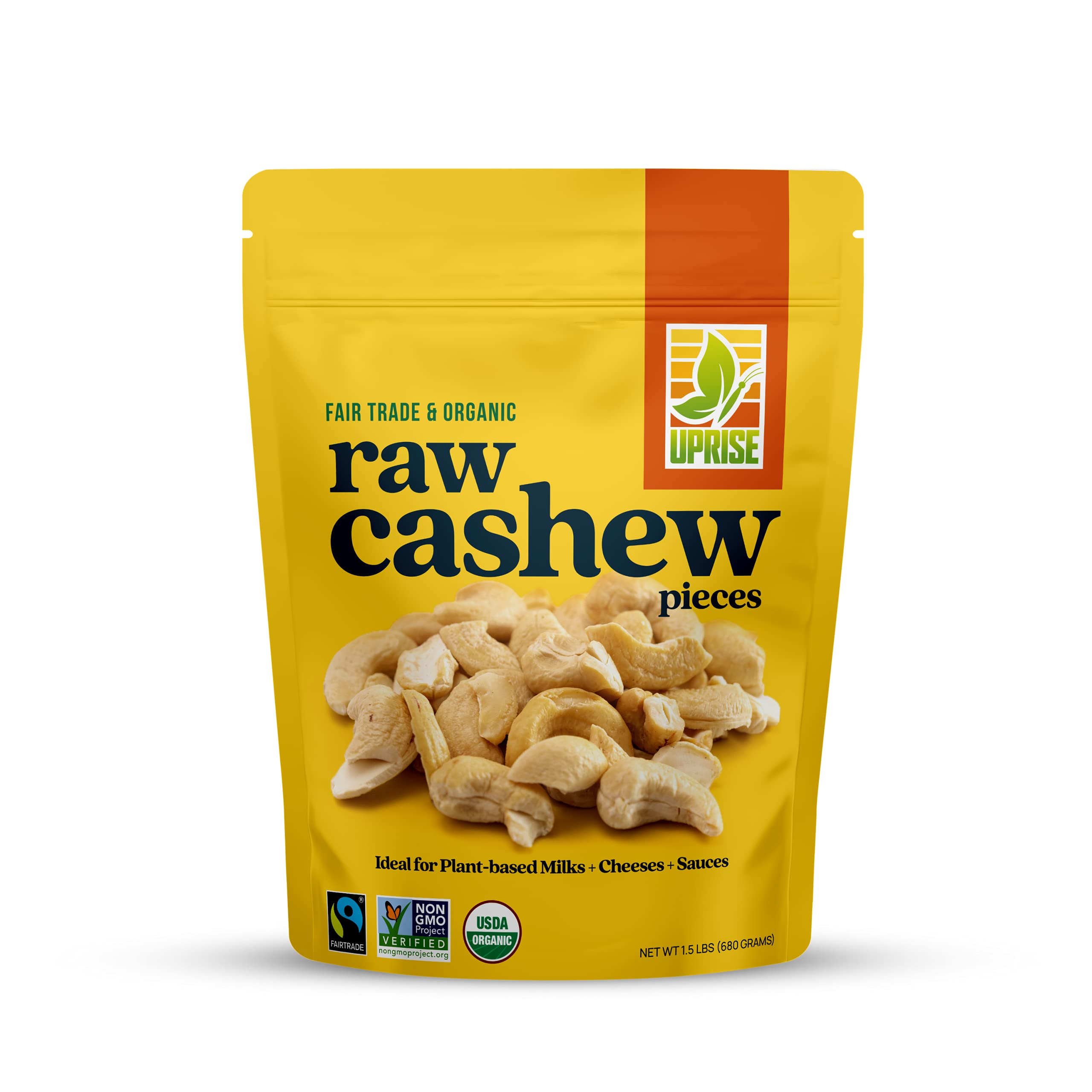 Organic Fair Trade Cashew Pieces 1.5 lb | Vegan Cheese, Milk, Sauces & Dips Ingredient | Ethically Sourced, Sustainably Grown | Perfect for Baking, Cooking & Healthy Snacking